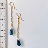 Concave London Blue Topaz Bar Chain Earrings 