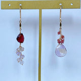 アメトリンとガーネットのアシンメトリーピアス