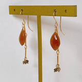 Golden shine moonstone and brown diamond earrings 