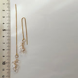 ハーキマークォーツの2wayアメリカンピアス　チャーム仕立て