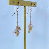 ルチルクォーツのバーチェーンピアス