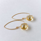 コンケーブオクタゴンカットシトリンの一粒ピアス