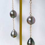 Three long South Sea pearl earrings 