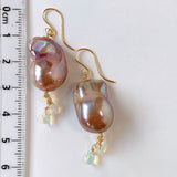 Oyster baroque pearl and opal earrings