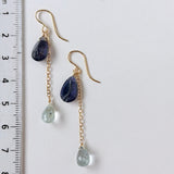 アイオライトとアクアマリンのピアス