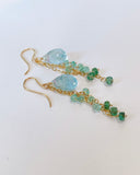 Large aquamarine and emerald earrings