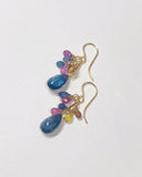 コンケーブカット ロンドンブルートパーズ とサファイアのブーケピアス