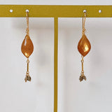 Golden shine moonstone and brown diamond earrings 