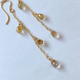 ルチルクォーツの3連ピアス