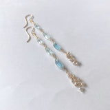 アクアマリンとアコヤケシパールのロングピアス