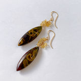 Fruit jasper and yellow aquamarine bouquet earrings