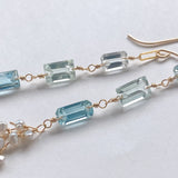 アクアマリンとアコヤケシパールのロングピアス