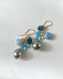 South sea pearl blue bouquet earrings 