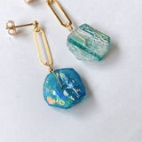 ローマングラスのオーバルリングピアス