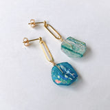 ローマングラスのオーバルリングピアス