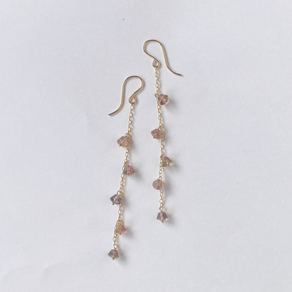 バイカラートルマリンのロングピアス