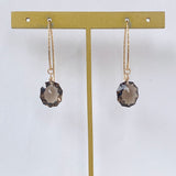 スモーキークォーツの一粒ピアス