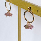 バイカラートルマリンのスタッドリングピアス