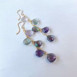 フローライトの五連ロングピアス　パープル