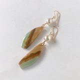 オパライズドウッドとアコヤパールのピアス5-31