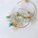 【YN様専用】ラウンドカットオパールとソノランターコイズのフープピアス