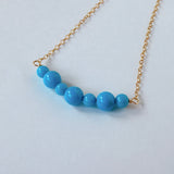 スリーピングビューティーターコイズの丸玉7粒ネックレス