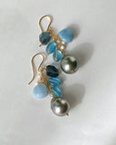 South sea pearl blue bouquet earrings 