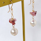 Akoya baroque and spinel bouquet earrings