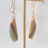 オパライズドウッドとアコヤパールのピアス5-31