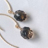 スモーキークォーツの一粒ピアス