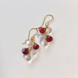 ローズクォーツとロードライトガーネットのピアス