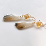 dendrite agate and citrine earrings