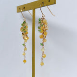 イエローオパールとシトリンとビアクォーツ、ツァボライトのミモザピアス