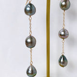 Three long South Sea pearl earrings 