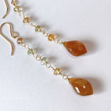 Golden shine moonstone and natural zircon earrings 