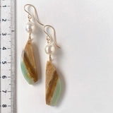 オパライズドウッドとアコヤパールのピアス5-31