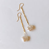 butterfly pearl bar chain earrings 