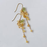 イエローオパールとシトリンとペリドットのミモザピアス