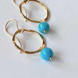 スリーピングビューティーターコイズの丸玉リングピアス