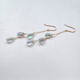 アフガニスタンフローライトのトリプルピアス　グリーン