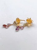 大粒シトリンとスピネルとグリーンサファイアのピアス