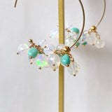 【YN様専用】ラウンドカットオパールとソノランターコイズのフープピアス