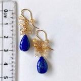 Lapis lazuli and golden rutilated quartz bouquet earrings