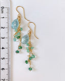 Large aquamarine and emerald earrings