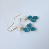 カイヤナイトとムーンストーンのブーケピアス