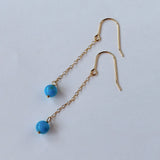 スリーピングビューティーターコイズの丸玉シンプルピアス