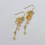 イエローオパールとシトリンとペリドットのミモザピアス