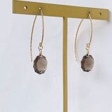 スモーキークォーツの一粒ピアス