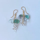 フローライトと両剣水晶のピアス