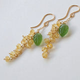 ヘリオドールとサーペンティンのミモザピアス